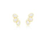 Brinco Ear Cuff Três Gotas com Cristais Banhado a Ouro Brinco Ear Cuff Três Gotas com Cristais Banhado a Ouro
