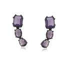 Brinco Ear Cuff Triplo Pedras Quartzo Roxo