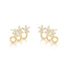 Brinco Ear Hook 03 flores Banhado a Ouro 18k