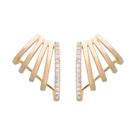 Brinco Ear Hook 5 Fios com Pedras Cravejado Banhado Ouro 18K
