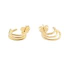 Brinco Ear Hook Banho Ouro 18k Três Filetes Lisos