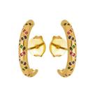 Brinco Ear Hook Colorido Folheado ouro 18k
