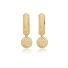 Brinco Ear Hook com Medalha São Bento 12mm - Banhado a Ouro 18k
