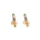 Brinco Ear Hook Feminino Banhado a Ouro Zircônias Coloridas