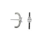 Brinco Ear Hook Gota Central com Cristal e Banho de Ródio Branco
