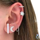 brinco ear hook liso em prata 925 tendencia