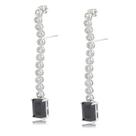 Brinco Ear Hook Ônix Pêndulo Ródio