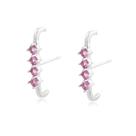 Brinco Ear Hook Pedrinha Rubi Fusion Ródio