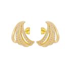 Brinco ear hook serena zircônias folheado a ouro 18k