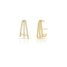 Brinco Ear Hook Três Voltas Cravejado Dourado