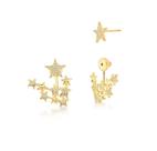 Brinco Ear Jacket com Estrelas Cravejadas Banhado a Ouro - VIDIÈ