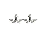 Brinco Ear Jacket Gotas Cristais Banhado a Ródio Negro - Semijoias