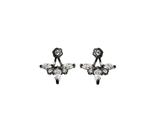 Brinco Ear Jacket Navetes Cristais Banhado a Ródio Negro - Zircônia - 2,2 cm x 1,8 cm