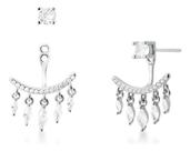 Brinco Ear Jacket Prata 925 Legítima com Zircônias Banho de Ródio