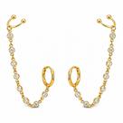 Brinco Ear Line Ponto de Luz com Piercing Fake Banhado a Ouro Brinco Ear Line Ponto de Luz com Piercing Fake Banhado a Ouro