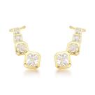 Brinco Earcuf Zirconias Quadradas Semijoia Banhada Banhado a Ouro 18k