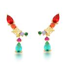 Brinco Earcuff com Gota Verde Banhado a Ouro 18k Brinco Earcuff com Gota Verde Banhado a Ouro 18k