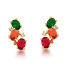 Brinco Earcuff com Zircônias Ovais em Cores Banhados a Ouro 18k Brinco Earcuff com Zircônias Ovais em Cores Banhados a Ouro 18k