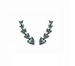 Brinco earcuff corações aquamarine banhado a ródio negro - zircônia