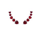 Brinco Earcuff Corações Rubi Banhado a Ródio Branco - 2,3 cm Brinco Earcuff Corações Rubi Banhado a Ródio Branco - 2,3 cm