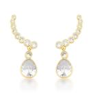 Brinco Earcuff Cravejado e com Pingente Oval Banhado a Ouro 18k Brinco Earcuff Cravejado e com Pingente Oval Banhado a Ouro 18k