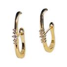 Brinco Earhook Dourado com Pedras Brancas Folheado 18K