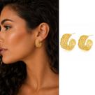 Brinco Elegante Moderno Aramaico Semi joia Banhado Ouro 18k Presente Aniversario Esposa Feminino