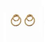 Brinco Elos Intercalados Diamantados Banhado a Ouro - 2 cm x 1,6 cm