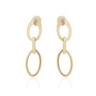 Brinco Elos Ovais com 4 Diamantes em Ouro 18K
