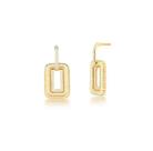 Brinco em elo retangular com zircônias banhado a ouro - 3 cm x 1,4 cm