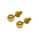 Brinco Em Ouro 18k 750 Bolinha Amarela 4 mm