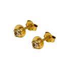 Brinco Em Ouro 18k 750 Chapinha E Pedra 3mm