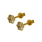 Brinco Em Ouro 18k 750 Pedra Redonda 6mm