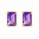 Brinco em Ouro 18K com Ametista Baguete - Par Elegante Brinco em Ouro 18K com Ametista Baguete - Par Elegante
