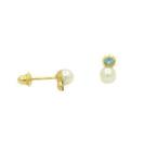Brinco em Ouro 18k com Pérola e Zircônias Baby - Par Brinco em Ouro 18k com Pérola e Zircônias Baby - Par