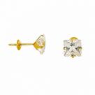 Brinco em Ouro 18K com Zircônia Carrê - Joia Elegante Brinco em Ouro 18K com Zircônia Carrê - Joia Elegante