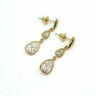 Brinco Em Ouro 18k Duas Zirconias Gota + Nota Fiscal