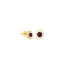 Brinco em Ouro 18K Pavê com Rubi e Diamantes - AU3820 Brinco em Ouro 18K Pavê com Rubi e Diamantes - AU3820
