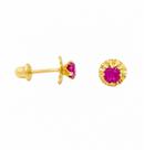 Brinco em Ouro 18k Roseta com Zircônia Baby - Par Brinco em Ouro 18k Roseta com Zircônia Baby - Par