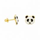 Brinco em Ouro 18k Urso Esmaltado - Par de Brincos com Tarracha Baby Brinco em Ouro 18k Urso Esmaltado - Par de Brincos com Tarracha Baby