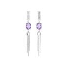 Brinco em Ouro Branco 18K com Ametista e Diamantes - AU2608