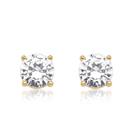 Brinco Em Prata Ponto Luz De Zircônia Branca 8mm Banhado A Ouro