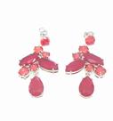 Brinco em rodio branco/com pedras cristal Ruby