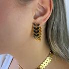 Brinco Escamas Lisas Banhado em Ouro 18k