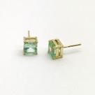 Brinco Esmeralda Colombiana Natural Quadrada 0.7cm Ouro 18k