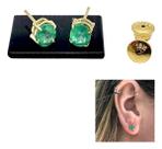 Brinco Esmeralda Natural Oval 0.5x0.6cm Ouro 18k K3