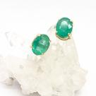 Brinco Esmeralda Natural Oval 0.7cm x 0.9cm Ouro 18k K16