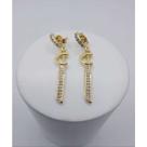 Brinco espada de ogum cravejado mm zircônia banhado ouro
