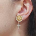 Brinco Espirito Santo Zirconia Folheado A Ouro Med