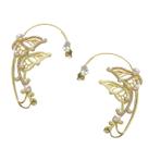 Brinco Estilo EarCuff Dourado Borboleta Strass Luxo Feminino - Brinco Estilo EarCuff Dourado Borboleta Strass Luxo Feminino -